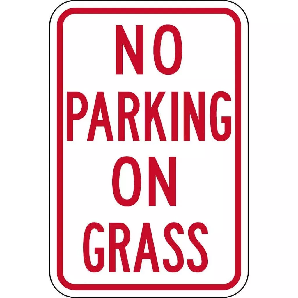 no-parking-on-grass-traffic-control-sign "No Parking on Grass" Traffic Control Sign