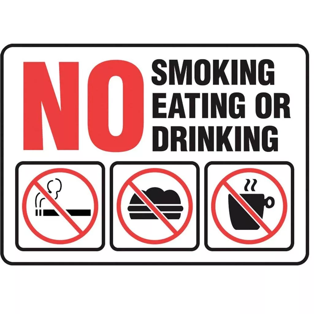 no-smoking-eating-or-drinking-caution-sign "No Smoking Eating or Drinking" Caution Sign