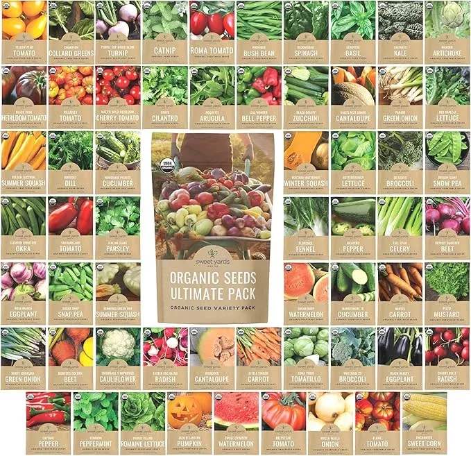 organic-seeds-ultimate-variety-pack-60-individual-packs-2025-season-geonvese-bas Organic Seeds Ultimate Variety Pack – 60 Individual Packs – 2025 Season – Geonvese Basil, Nantes Carrot, Roquette Arugula and More! for Indoor & Outdoor Planting (Non-GMO, Certified Organic)