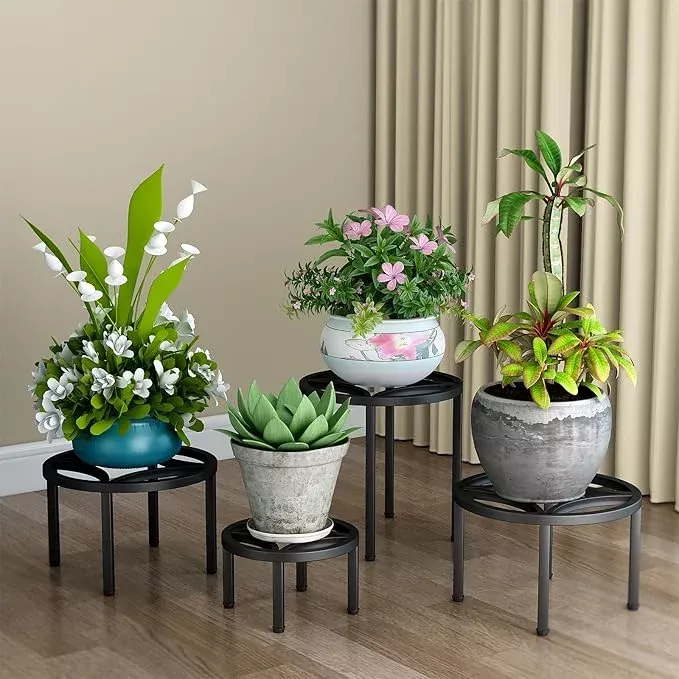 zhongma-set-4-metal-plant-stand-heavy-potted-plant-home-indoor-outdoor-220-lbs-c Zhongma Set of 4 Metal Plant Stand for Heavy Potted Plant for Home Indoor and Outdoor, 220 LBS Capacity & Heavy Duty Construction, Sturdy Plant Riser without Installation Required